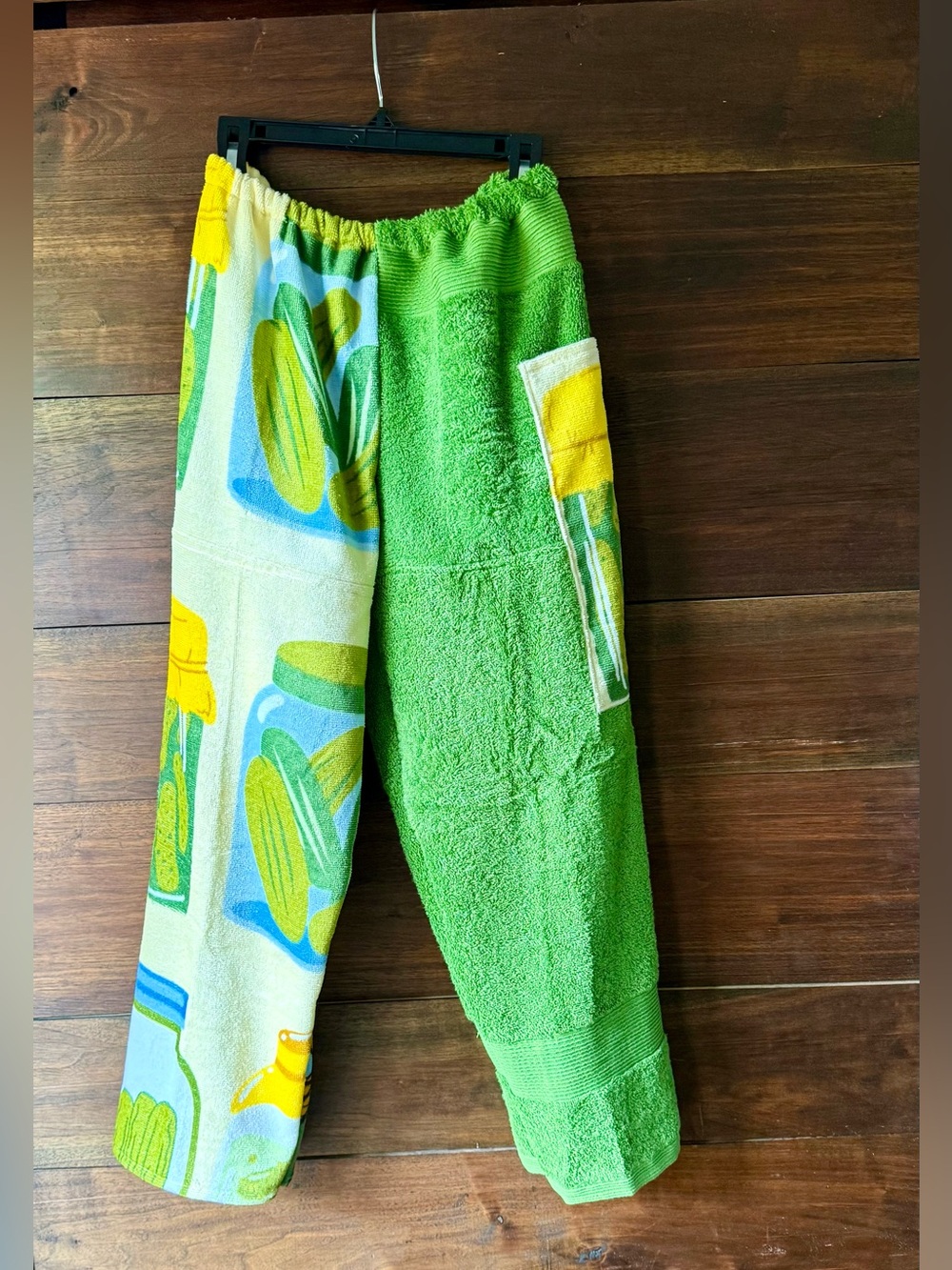 Towel pants pickles and green